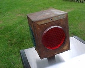 Vintage 1940 Old Railroad Square Head Boxed Steel Switch Refector Red Blue Corning Glass Lenses Scarce Primitive Rail Swap Meet Swag RARE