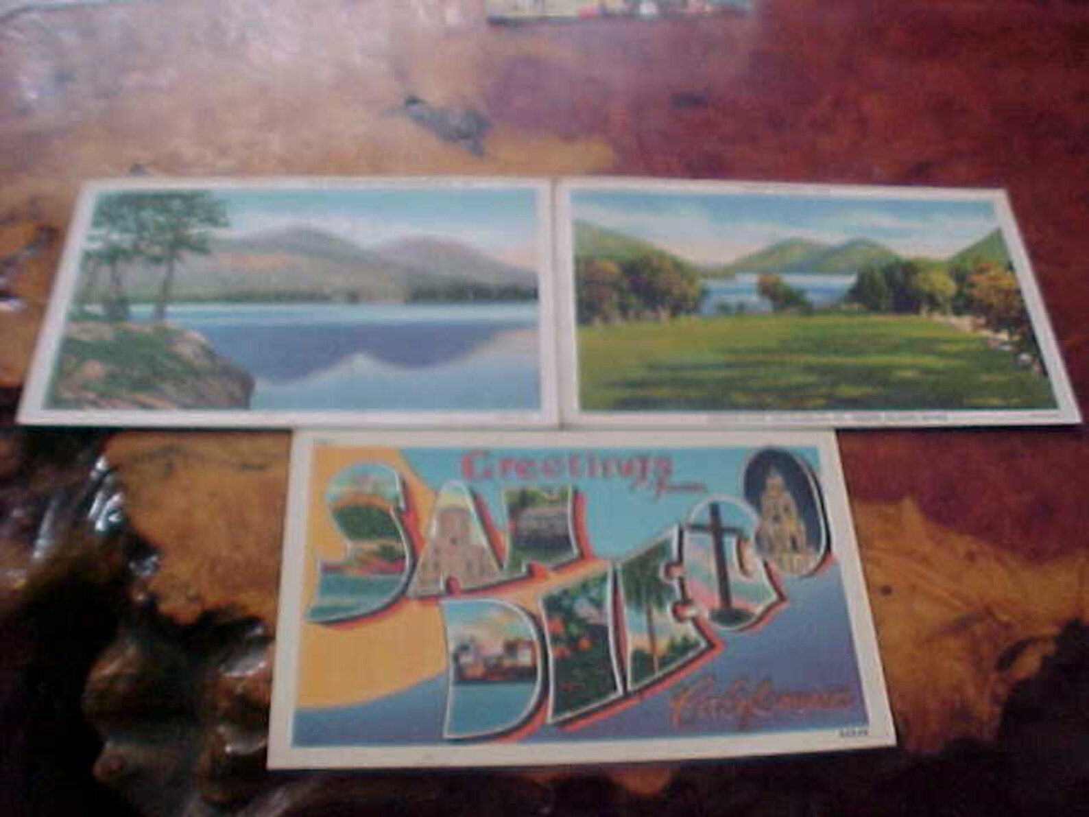 1936 Linen Travel Tourist Postcards Twin Moutnains Lake Etsy