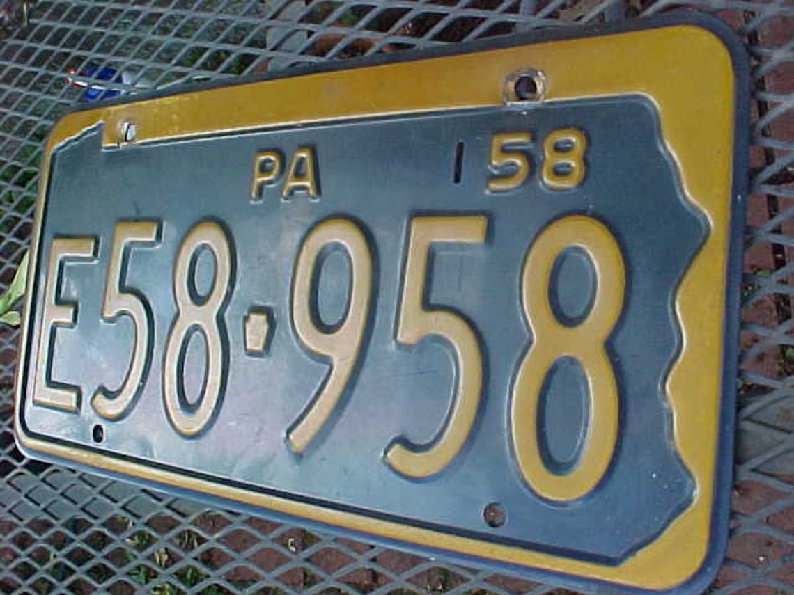 Vintage Original 1958 PENNSLYVANIA PA License Plate E58-958 | Etsy