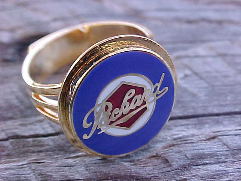 Classic Packard Hexagon Crest Gold Chrome Ring Adjustable Unique Custom Crafted Classy Elegant Swag Ol Skool Bling You Can Wear OOAK
