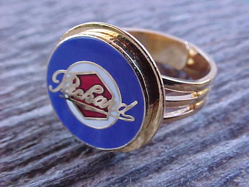 Classic Packard Hexagon Crest Gold Chrome Ring Adjustable Unique Custom Crafted Classy Elegant Swag Ol Skool Bling You Can Wear OOAK