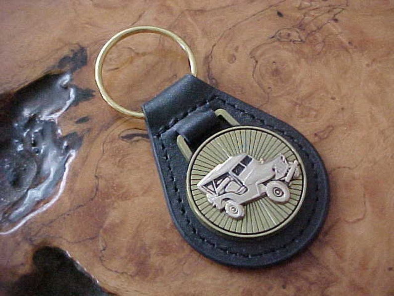Willys Jeep Antique Brass Leather Key Fob The GOLD SERIES Etsy
