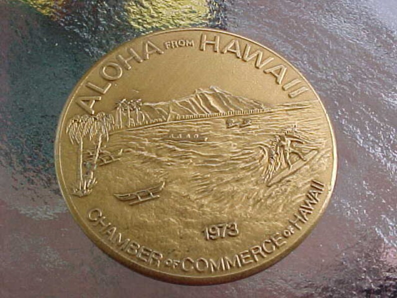 1973 Vintage HAWAII DOLLAR Honolulu Brass Coin King Kamehambha Etsy