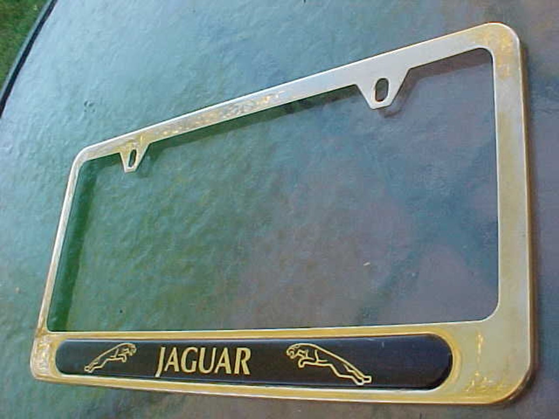 Vintage 1980s JAGUAR Golden Chrome License Plate Frame Etsy