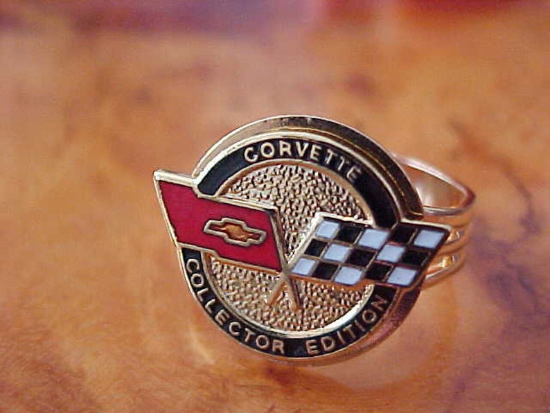 Chevrolet Corvette Collector Edition Gold Chrome Ring Etsy