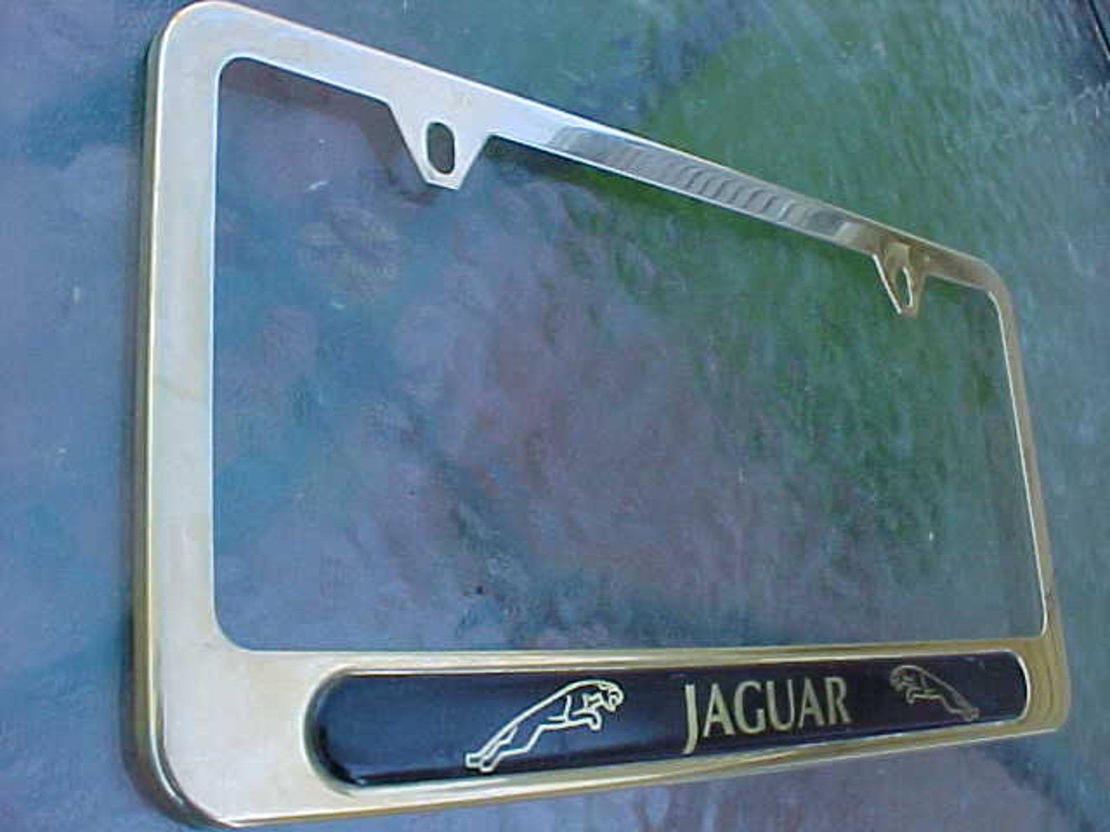 Vintage 1980s JAGUAR Golden Chrome License Plate Frame Etsy