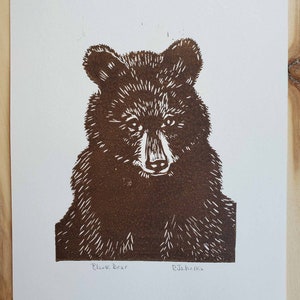 Bear Linocut Print -  New Zealand