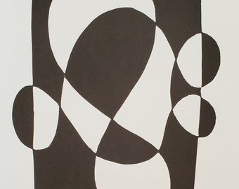 Original relief print– Black Circle after Joseph Albers, limited edition, relief, block print, relief print, abstract art, B&W