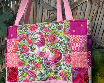Bolso tote con diseño de unicornio y patchwork