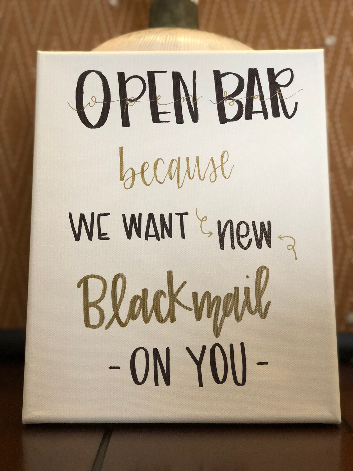 Funny Open Bar Sign Handlettered Canvas Etsy