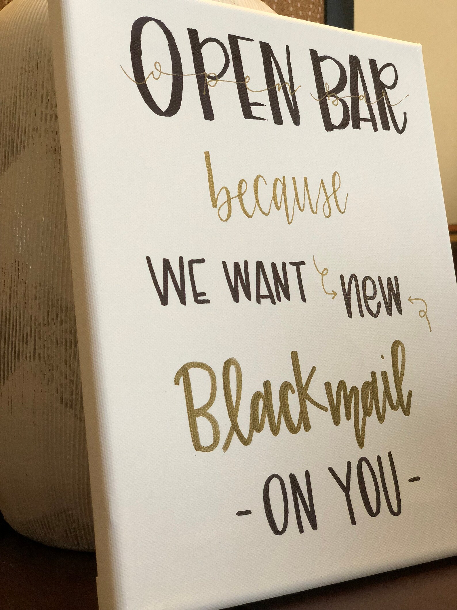 Funny Open Bar Sign Handlettered Canvas Etsy