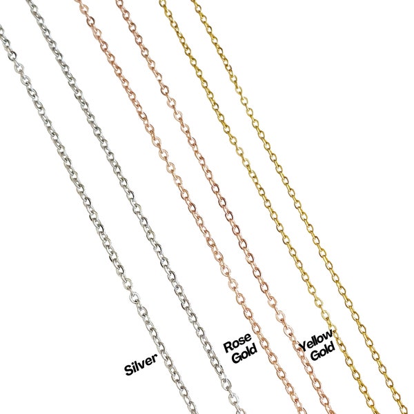 25 Pack of Stainless Steel Cable Chains, 2mm Silver, Rose Gold, Yellow Gold. Available in 16", 18", and 20", Chains for Jewelry Making