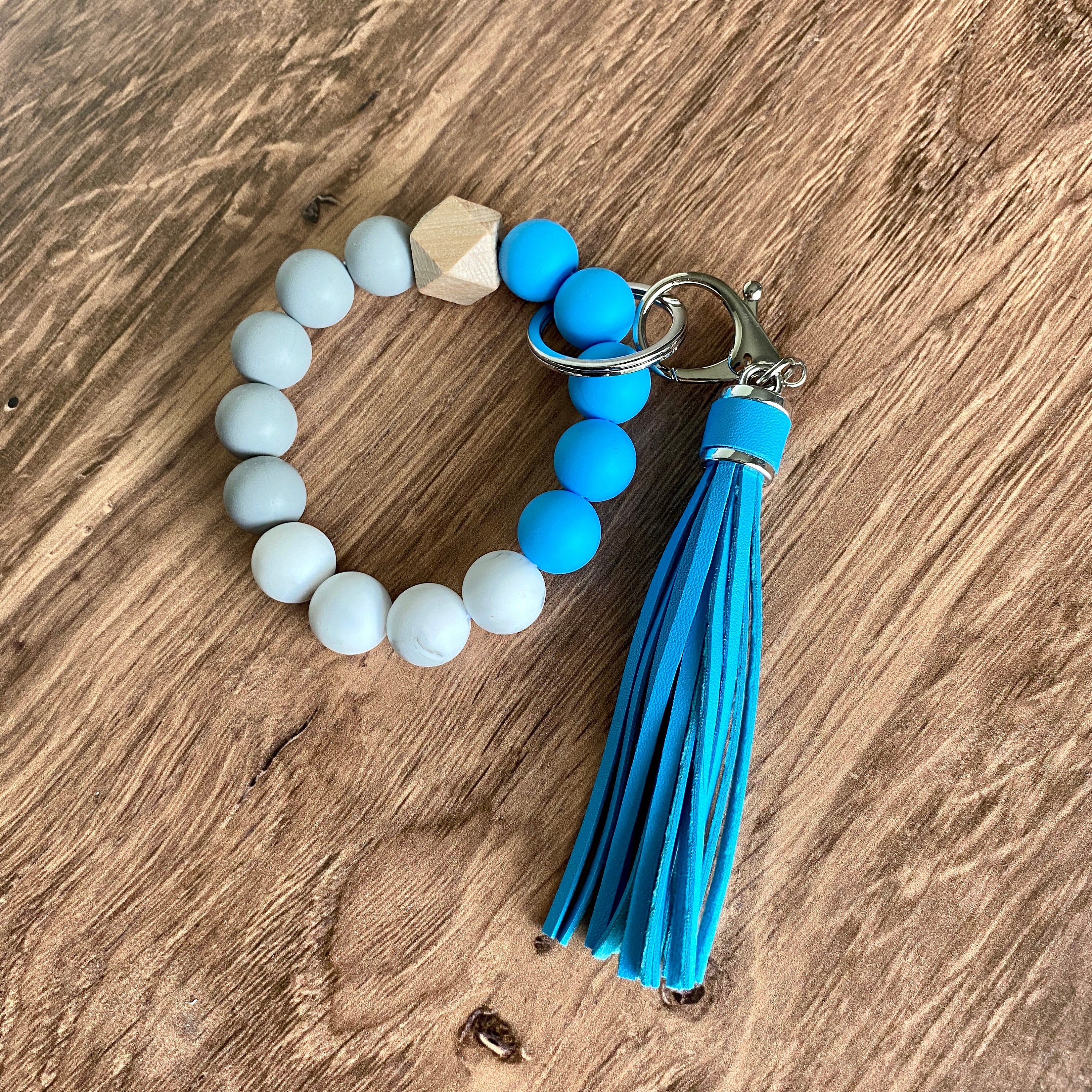 Blue & wooden bead wristlet 12mm – Simple Little Loves