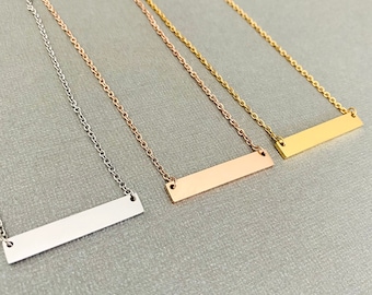 BULK Pack Stainless Steel Bar Necklaces for Hand Stamping and Engraving, Available in Silver, Rose & Yellow Gold Multiple Lengths Available