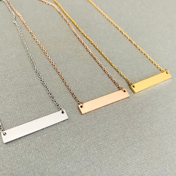 BULK Pack Stainless Steel Bar Necklaces for Hand Stamping and Engraving, Available in Silver, Rose & Yellow Gold Multiple Lengths Available