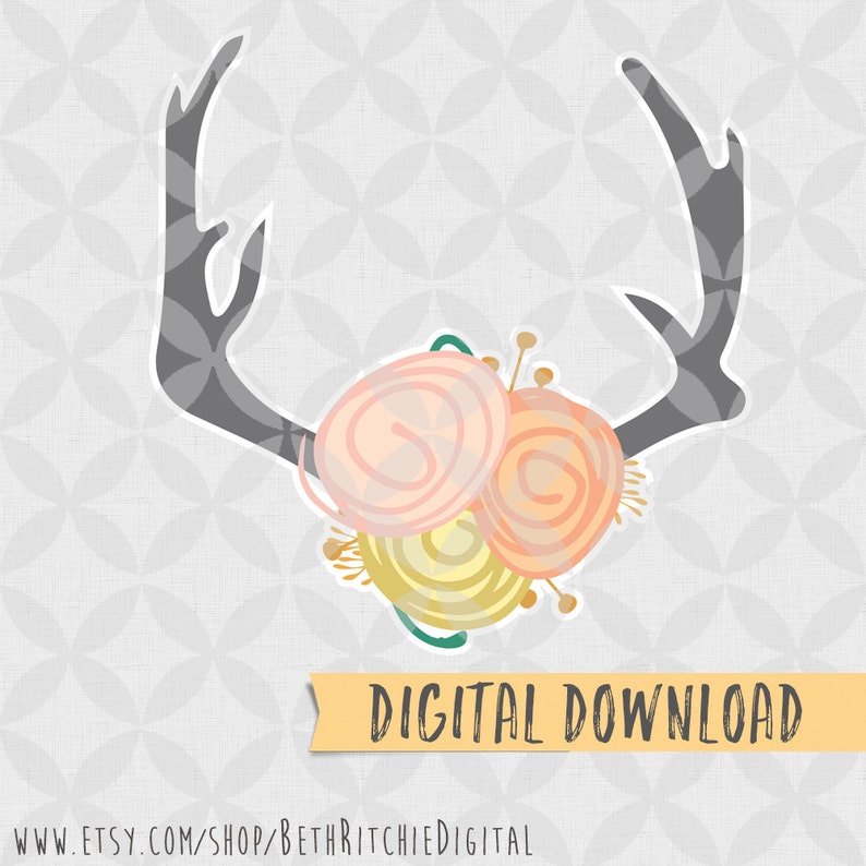 Download Floral Antlers and floral arrow SVG DXF PNG Digital Download | Etsy