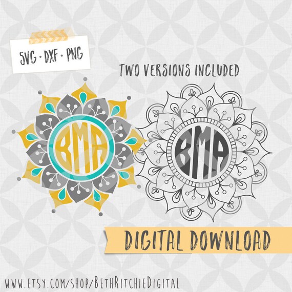 Download Floral Mandala Monogram Digital File Svg Vector Cut File Etsy