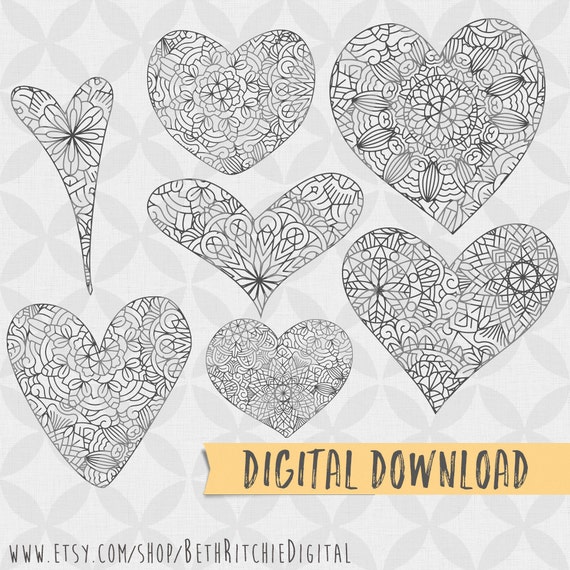 Download Free Heart Mandala Set Of 7 Digital Files Svg Png Dxf Digital Etsy SVG Cut Files