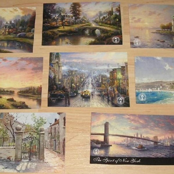 Lot of 8 Rare Thomas Kinkade Promo Art Dealer Cards, Postcards Set #2