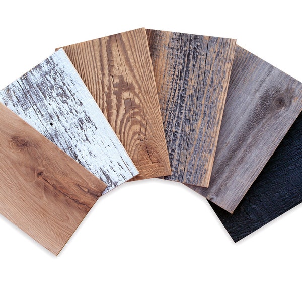 WoodyWalls Reclaimed Wood Samples | Wood Planks are Made from 100% Reclaimed Wood | Each Wood Panel is Unique | Set of 5 Samples