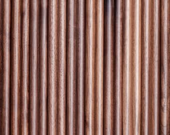 1/2” Half-Round Walnut Tambour Wood Wall Panels – Solid American Hardwood Fluted Panels for Modern Interior Walls, Furniture & Accent Decor