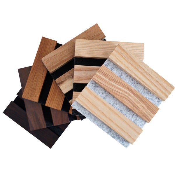 Woody Walls Solid Wood Samples | Set of 6 Wood Slat Samples | DIY Wood Slat Wall | 3D Wall Panel Effect for Any Interior Design