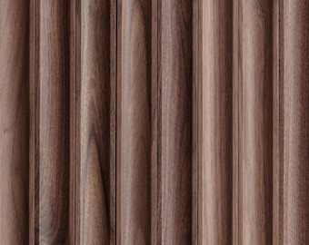 Walnut Concave Tambour Wood Panels/Reeded Wood – Solid American Hardwood Fluted Panels for Modern Interior Walls, Furniture & Accent Decor