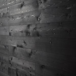 WoodyWalls Peel and Stick Wood Planks | Real Wood Wall Panels | Premium Set of 12 Wood Planks for Walls (19.5 sq. ft. per Box) Charcoal