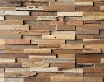 Woody Walls 3D Reclaimed Barn Wood Wall Panels | DIY Glue and Nails Installation | Set of 10 Panels (9.5 sq. ft. per Box) Original Rustic