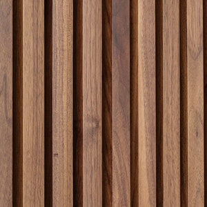 Woody Walls Solid Wood Slat Wall Paneling | Set of 2 Seamless Joint Wood Wall Panels | Acoustic Wood Panels | DIY Wood Slat Wall (Walnut)