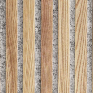 Woody Walls Solid Wood Slat Wall Paneling | Set of 2 Seamless Joint Wood Wall Panels | Acoustic Wood Panels | DIY (White Ash w/ Grey Felt)