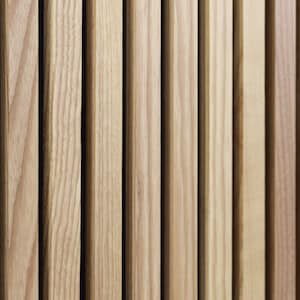 Woody Walls Solid Wood Slat Wall Paneling | Set of 2 Seamless Joint Wood Wall Panels | Acoustic Wood Panels | DIY Wood Slat Wall (White Ash)