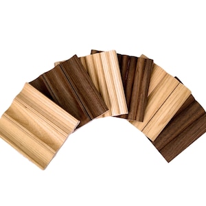 WoodyWalls Tambour Wood Sample Set – Real American Hardwood Reeded Wood Panels in Walnut & White Ash | Set fo 6 Wood Samples