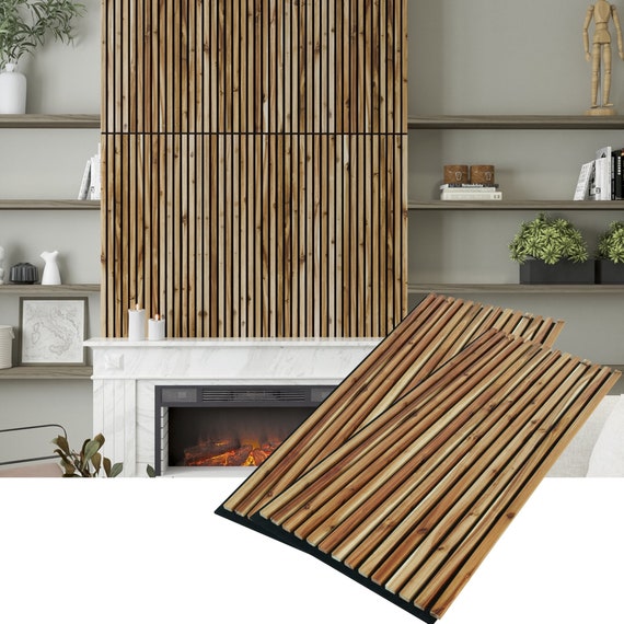 Woody Walls Solid Wood Slat Wall Paneling Set of 2 Seamless Joint Wood Wall Panels Acoustic Wood Panels DIY Wood Slat Wall acacia Etsy