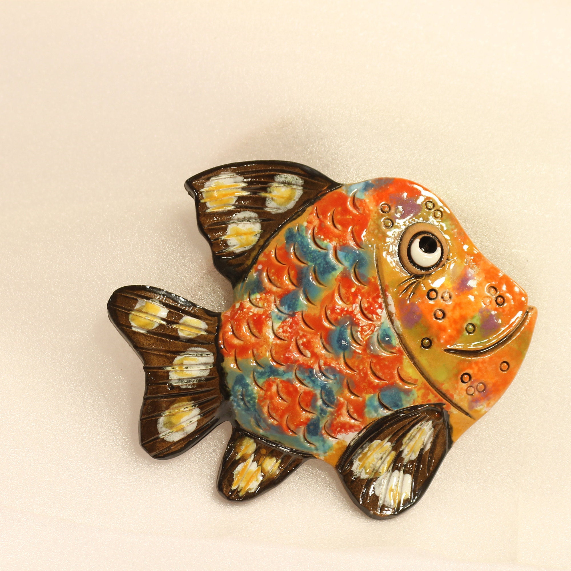 Ceramic Fish Wall Decor Clay Fish Decorations Wall Hanging Etsy