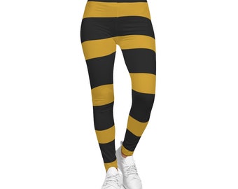 Bumble Bee kostuum Leggings, Halloween Kostuum, Zwart Gele Streep leggings, Meisjes, Vrouwen en Grote Maten, Cosplay
