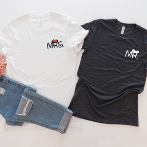 Mrs & Mr Shirt set, Mr and Mrs Pocket Size, disney wedding, disney bride, disney honeymoon shirts, disneymoon shirts, matching disney couple