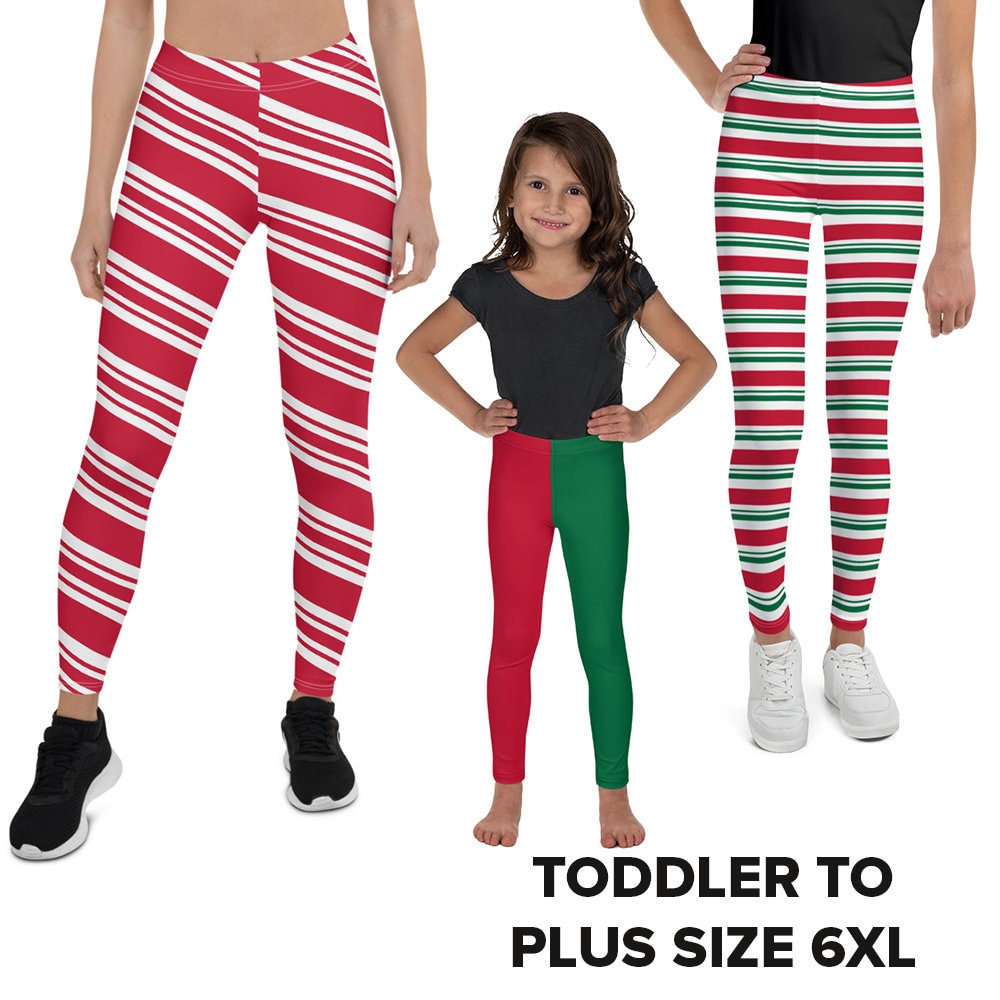 Elf Stripe and Candy Cane Leggings for Christmas Yoga Pants, Kids and Adult  Leggings, Plus Size, Cosplay Costume, Christmas Costume, Cosplay 