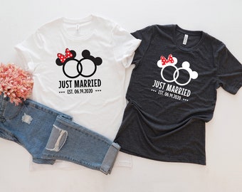 Just Married Shirts, Disney Honeymoon Shirts, Disney Newlywed ShirtsDisney Hubby and wifey, disney couple shirt, matching couple shirts