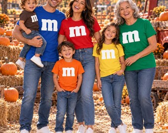 Candy Costume T-Shirt, 'M' Print Halloween Cosplay, Matching Group Tees