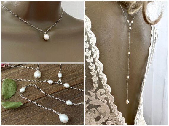 Backdrop pearl shop necklace