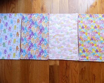 Set of 4 Care Bear Burp Cloths