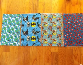 Set of 4 Superhero Burp Cloths