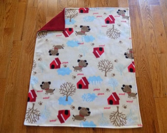 Dog with Trees Fleece Blanket - Pet Bedding