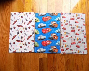 Set of 3 Cars Movie Burp Cloths - Baby Shower Gift