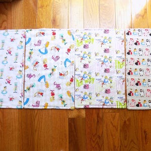 Set of 4 Alice and Wonderland Burp Cloths - Baby Shower Gift