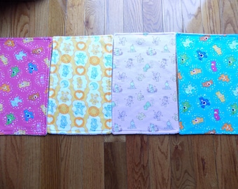 Set of 4 Care Bear burp cloths