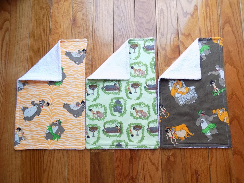 Set of 3 Jungle Book Burp Cloths - Baby Shower Gift image 2
