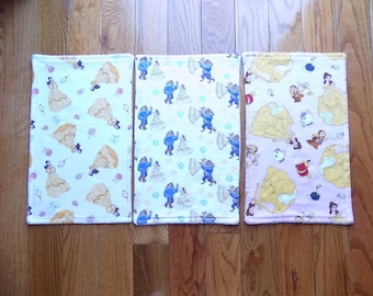 Set of 3 Beauty and the Beast Burp Cloths - Baby Shower Gift