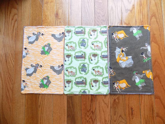 Set of 3 Jungle Book Burp Cloths - Baby Shower Gift